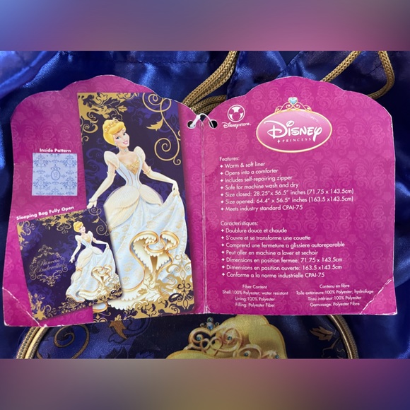 Vintage 90s Disney Princess Sleeping Bag / Bed In Bag _ Cinderella_ Original tag - Picture 6 of 16